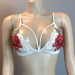Lace Wire Free Rose Floral Bra